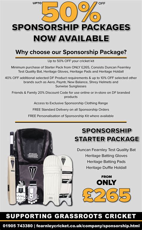 Clubs - Duncan Fearnley Cricket Kit - Duncan Fearnley Sponsorship Package 2019