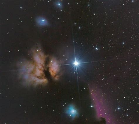 Alnitak, The Flame Nebula, The Horsehead Nebula, and a fleck of lint ...