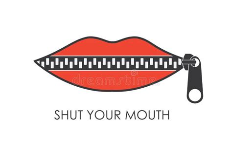 Shut Your Mouth Concept.Red Lips Zipped Stock Vector - Illustration of ...