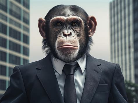 Premium Photo | Monkey wearing a suit and tie businessman generative ai