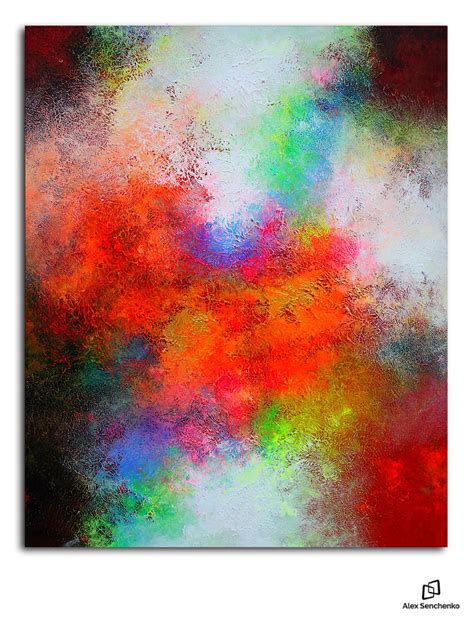 red and white abstract painting, large wall art, abstract art, acrylic ...