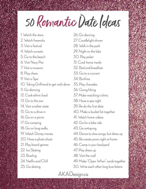 50 Romantic Date Ideas - A Simple List for You!