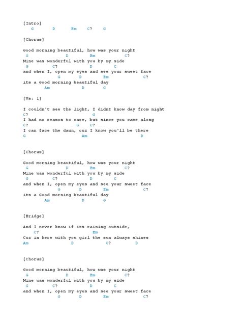 Good Morning Beautiful Chords Nathan Carter | PDF