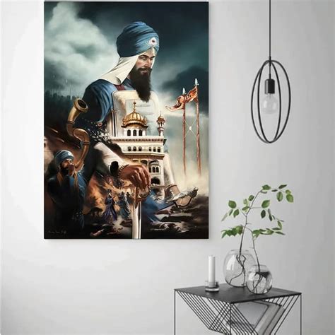 Sikh Religious Wall Art Guru Hargobind Miri Piri Crystal Porcelain 3D ...