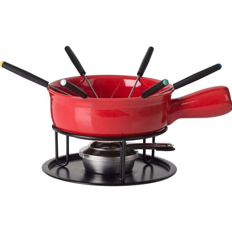 Trudeau Maison Cardinal Ceramic Cheese Fondue - Set of 11 (Red ...