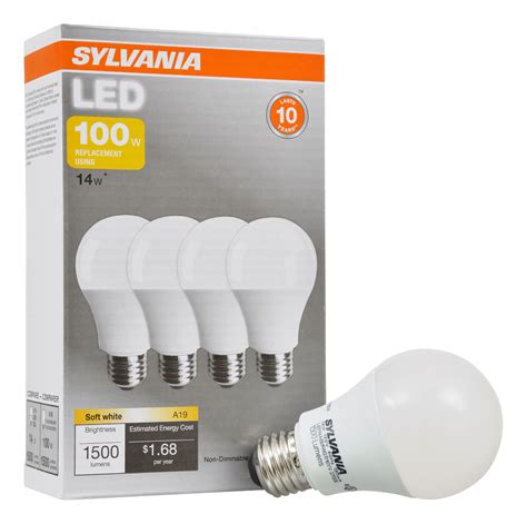 Sylvania LED Light Bulbs, 14W (100W Equivalent), Soft White Bulb, 4-count - Walmart.com