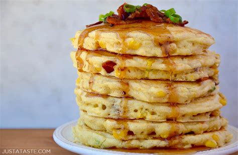 Sweet Corn Pancakes with Bacon - Just a Taste