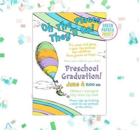 Oh The Places You'll Go Graduation Invitation Printable