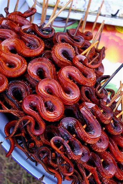 Really Strange Food- Shishkobob Snakes (With images) | World street ...