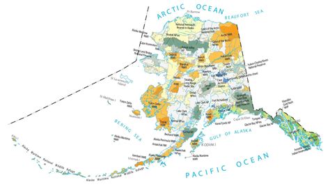 Alaska State Map - Places and Landmarks - GIS Geography