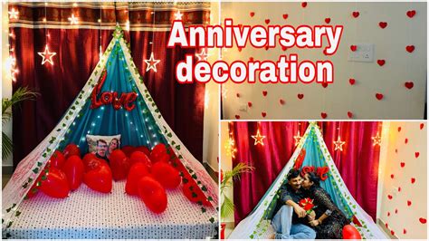 Anniversary decoration ideas at home |Surprise decoration for husband | Diy canopy | Romantic ...