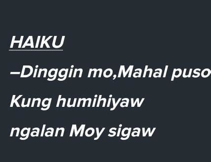 example ng haiku at tanka(tagalog) - Brainly.ph