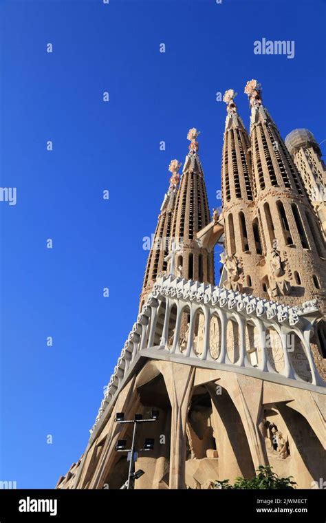 Barcelona Sagrada Familia church towers. Landmark of Barcelona, Spain ...