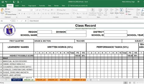 DepEd Electronic Class Record (ECR) Templates - TeacherPH