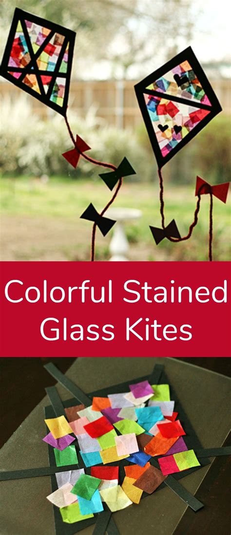 Colorful Stained Glass Kites Window Display | Paper crafts for kids ...