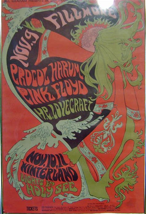 Rock Poster for The Fillmore & Winterland Concerts featuring Pink Floyd, Procol Harum and H. P ...