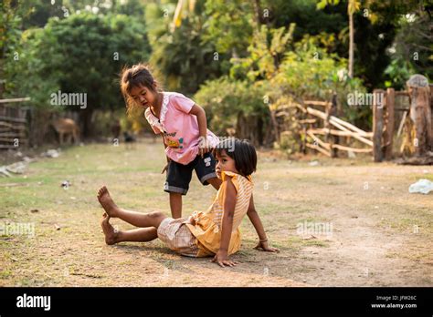 CHAMPASAK, LAOS - FEBRUARY 26 : Unidentified Children of Laos play and fun of kids in ...