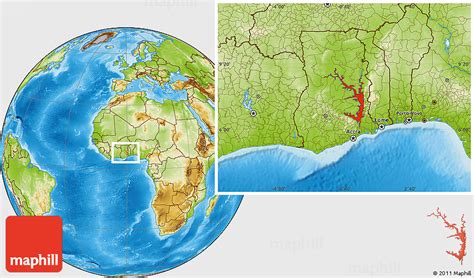 Physical Location Map of Lake Volta