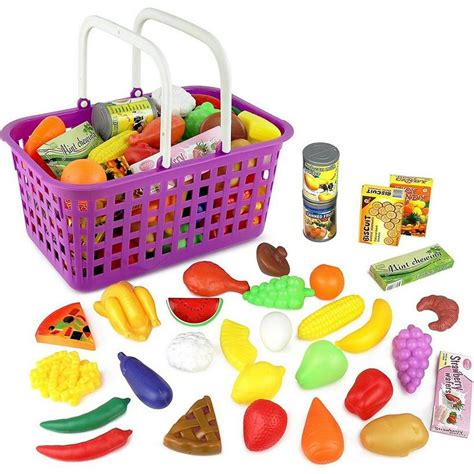 Click n' Play 33 Pc. Kids Pretend Play Grocery Shopping Play Toy Food Set, Fruit and Vegetable ...