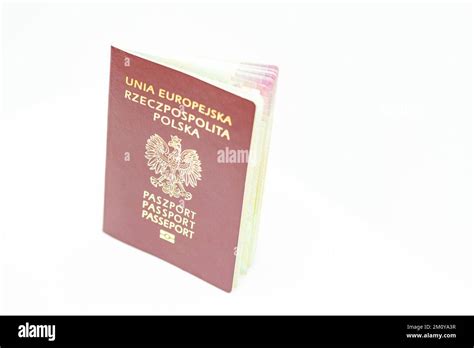 Polish passport isolated on white background Stock Photo - Alamy