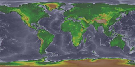 Global land mass with 120 meter lower sea level - Vivid Maps