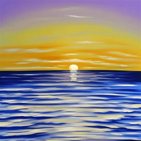 Acrylic Painting of a Beautiful Sea Sunset · Creative Fabrica