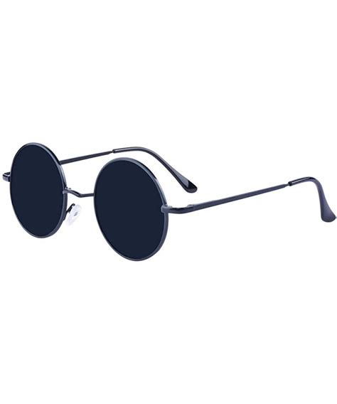 Round Retro Polaroid Sunglasses Hippie Shades for Men and Women - Black - CS18S49X3OZ