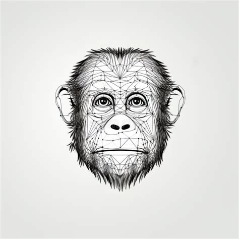 Wireframe Monkey Head: Pointillist Dots and Dashes Illustration Stock Illustration ...