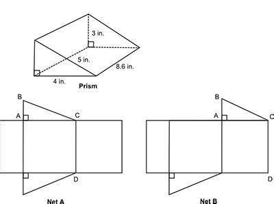 A prism and two nets are shown below: Part A: Which is the correct net ...