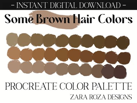 Some Brown Hair Colors Procreate Color Palette: Character Face Portrait ...