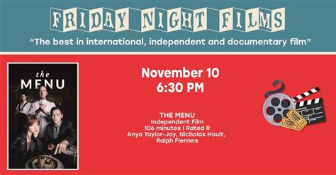 Friday Night Films: "The Menu", Des Plaines Public Library, November 10 ...