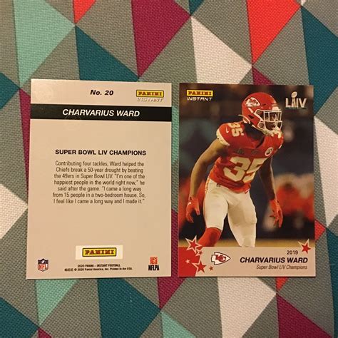 Charvarius Ward #20 RC 2020 Panini Instant Chiefs Super Bowl LIV ...