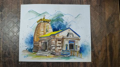 Kedarnath Temple watercolor painting in 2023 | Earth drawings, Temple ...