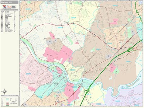 Edison New Jersey Wall Map (Premium Style) by MarketMAPS