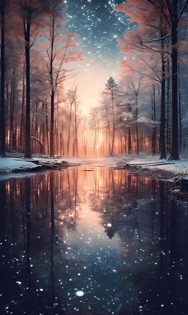 Premium AI Image | A forest with a snowy scene