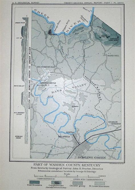 Warren County Kentucky KY 1902 Antique Map Bowling Green | Etsy ...