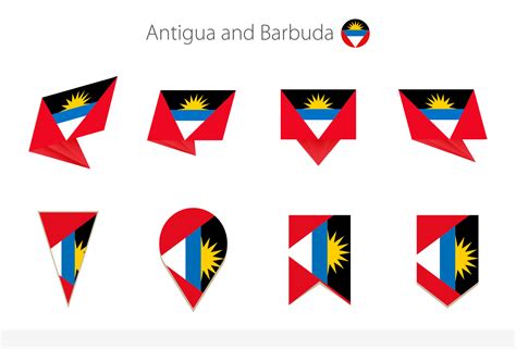 Antigua and Barbuda national flag collection, eight versions of Antigua ...