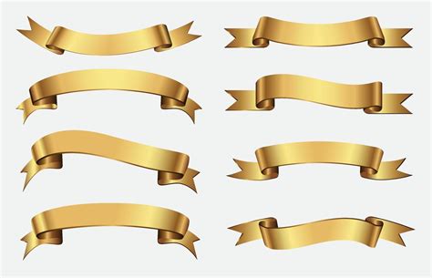 Set of gold ribbon banners. 5266455 Vector Art at Vecteezy