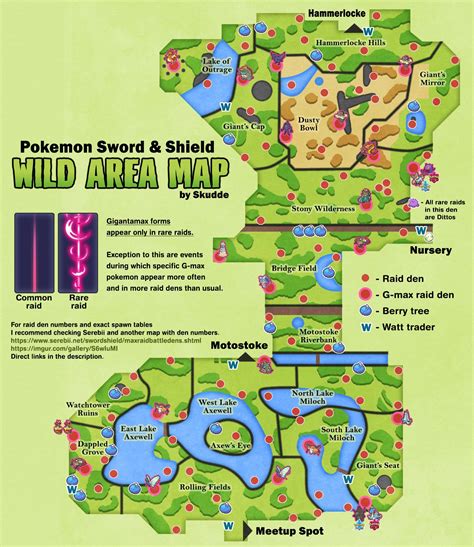 Wild Area map (G-max form and Watt trader locations) : r/PokemonSwordAndShield