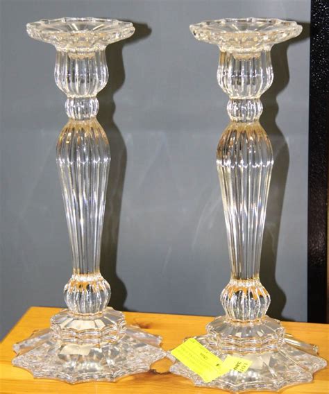 PAIR OF MIKASA LEAD CRYSTAL CANDLE HOLDERS 12"HIGH