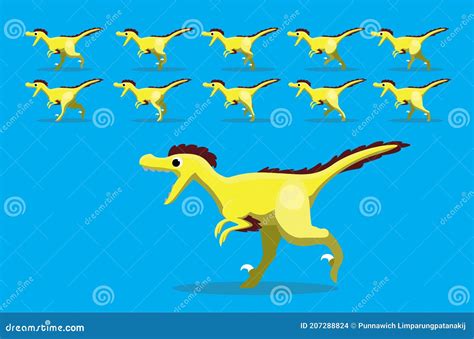 Animal Animation Sequence Dinosaur Velociraptor Running Cartoon Vector Stock Vector ...