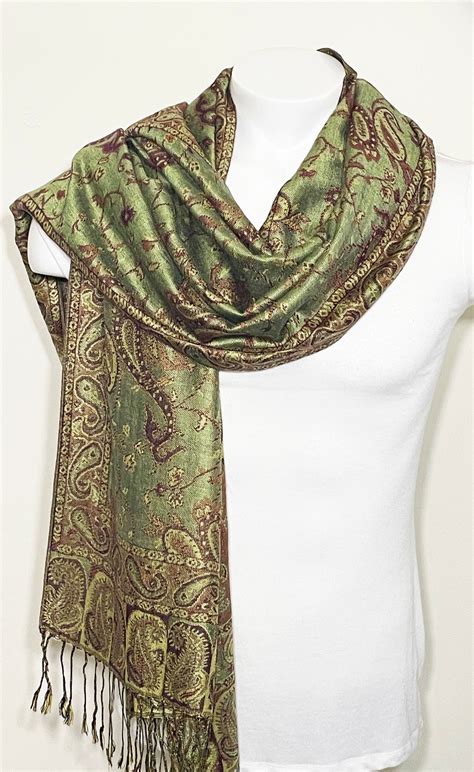 Pashmina Scarf for Women Indian Paisley Shawl Light Green - Etsy UK