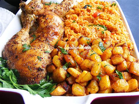 Food and lens: Jollof Rice With Grilled Chicken And Fried Plantain.