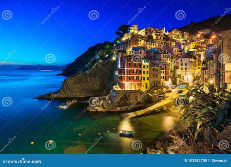 Riomaggiore Village, Rocks and Sea at Sunset. Cinque Terre, Ligury, Italy Stock Photo - Image of ...