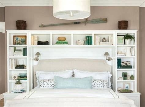 Bedroom Built In Headboards With Storage Queen Bed Bookshelf Large Size ...