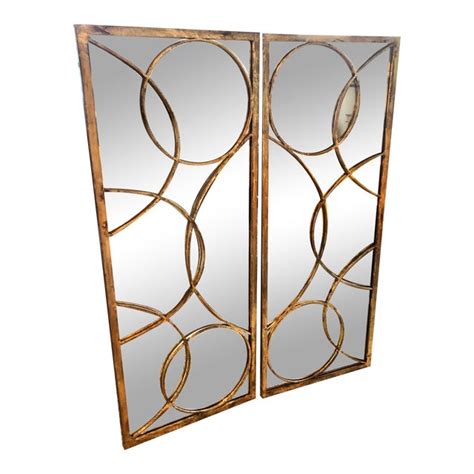 Contemporary Arteriors Decorative Gilt Mirrors - a Pair | Chairish