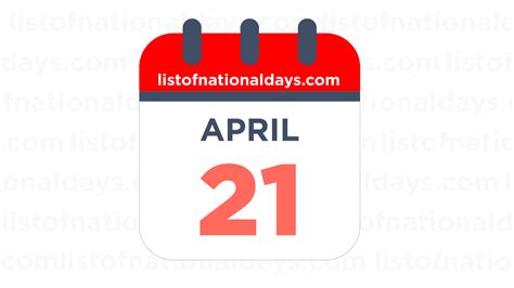 APRIL 21ST: National Holidays, Observances & Famous Birthdays