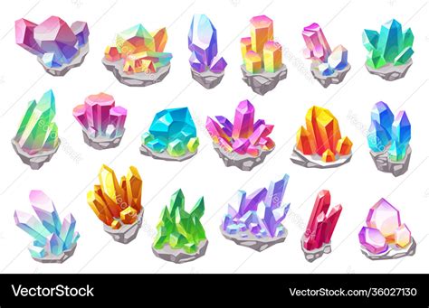 Shiny magic stones and fantasy minerals set Vector Image