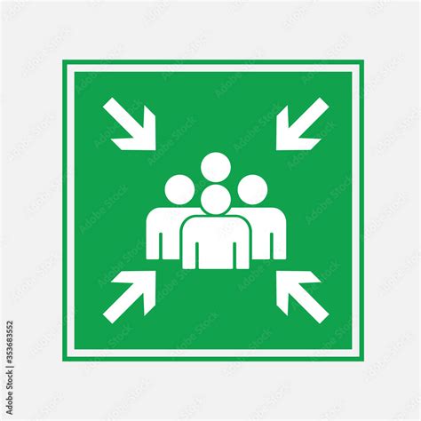 Emergency evacuation assembly point sign vector illustration. Stock Vector | Adobe Stock