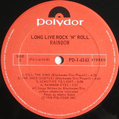 Rainbow – Long Live Rock 'N' Roll – Vinyl Pursuit Inc